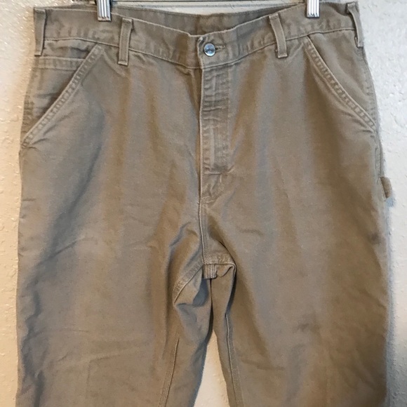 Carhartt Carpenter Durable Tan Cotton Pants 36x29 - Picture 2 of 10